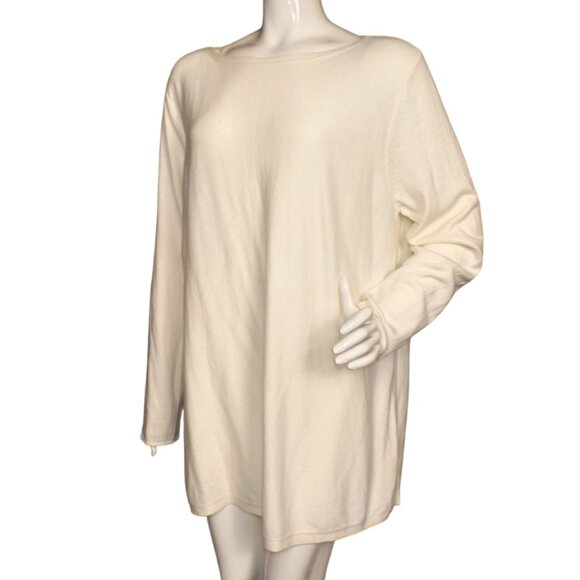 J.JILL Cotton Sweater, XL, Winter white, Long sleeve, Pullover, Crew neck, Ecru - Picture 3 of 10